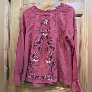 Umgee size S copper colored embroidered blouse